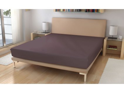 Polášek Jersey prostěradlo fialovo hnědá Bavlna 150g/m2, 90/200 cm
