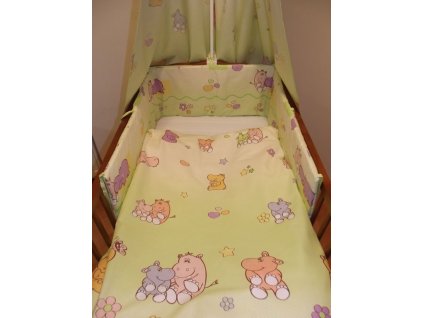 Mantinel do postýlky Hrošíci zelená