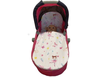 SDS Peřinky do kočárku pro panenky Baletky na bílém Bavlna, výplň: Polyester, 1x 27x40 cm / 25x20 cm