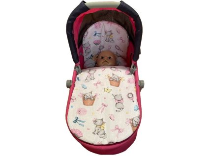 SDS Peřinky do kočárku pro panenky Veselé kočičky Bavlna, výplň: Polyester, 1x 27x40 cm / 25x20 cm