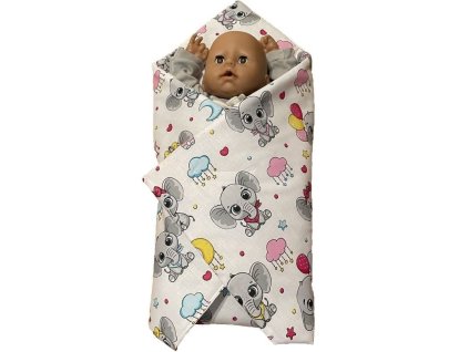 Rychlozavinovačka pro panenky Veselí sloníci Bavlna, výplň: Polyester, 1x 60x60 cm
