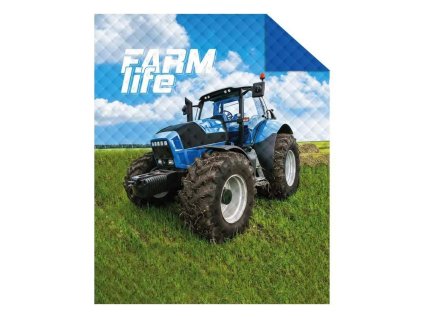 DETEXPOL Přehoz na postel Traktor blue farm  Polyester, 170/210 cm