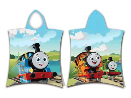 Dětská osuška s kapucí Mašinka Tomáš, bavlna/froté, 50x115 cm