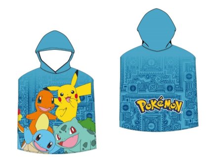 Dětská osuška s kapucí Pokémon, micro polyester/mikrovlákno, 50x100 cm