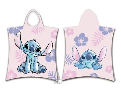 Dětská osuška s kapucí Lilo and Stitch Pink, bavlna/froté, 50x115 cm