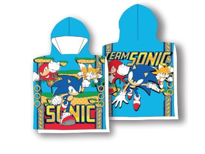 Dětská osuška s kapucí Sonic team, bavlna/froté, 55x110 cm