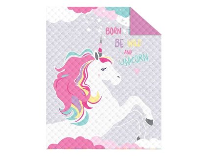 DETEXPOL Přehoz na postel Jednorožec grey  Polyester, 170/210 cm