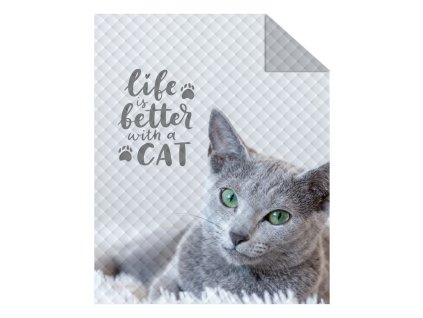 DETEXPOL Přehoz na postel Kočka grey  Polyester, 170/210 cm