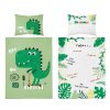 Bambusové povlečení do postýlky Dino zelený  Bavlna, Bambus, 100x135, 40x60 cm