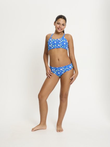 Smileyworld x Modibodi Teen Swimwear Bikini High Absorbency Boho Botanical Blue 1