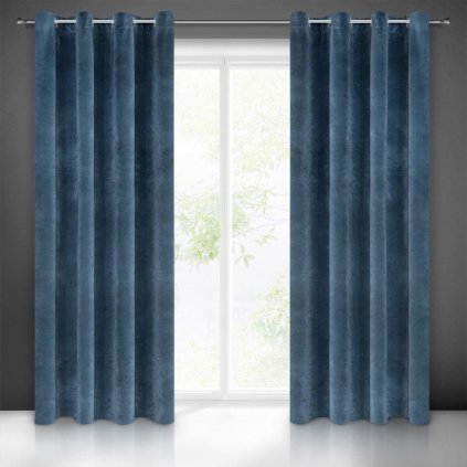 17511 modry zaves ria so zamatovou strukturou 140x250 cm
