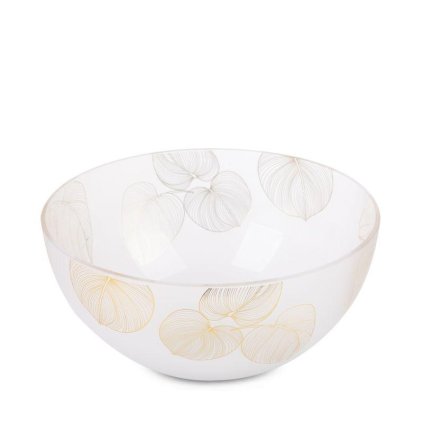 25194 1 dekoracna bielo zlata misa blanca5 s motivom listov priemer 25 x 13 cm