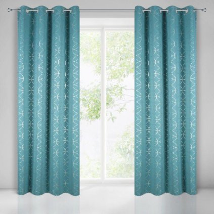 4191 5 tyrkysovy zatemnovaci zaves na kruzkoch abella 140x250 cm