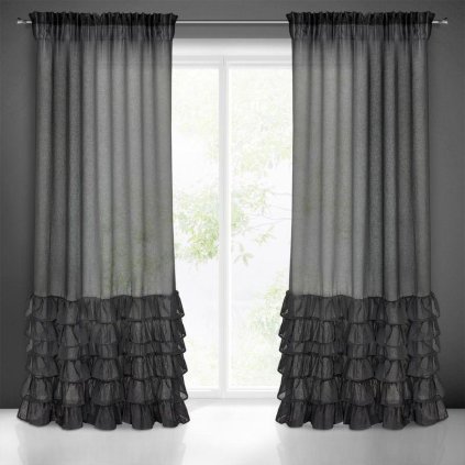 48336 cierna zaclona na paske dolly s volanmi 140x250 cm