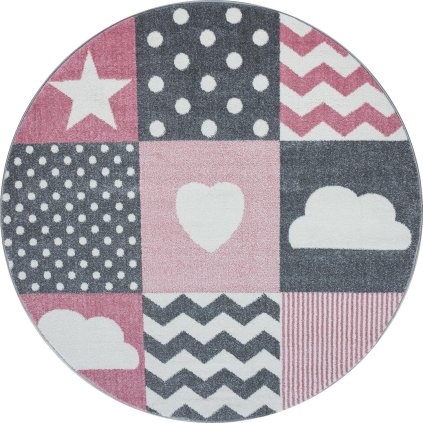 51468 kusovy koberec kids 620 pink kruh