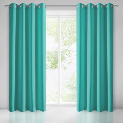 5217 tyrkysovy zatemnovaci zaves na kruzkoch parisa 135x250 cm
