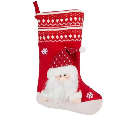 58995 vianocna ponozka santa3 s 3d mikulasom 50x25 cm