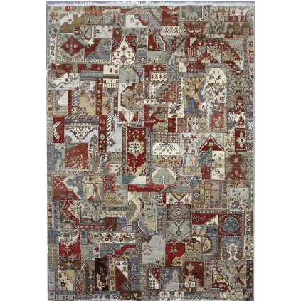 59247 rucne viazany kusovy koberec diamond dc patch red multi
