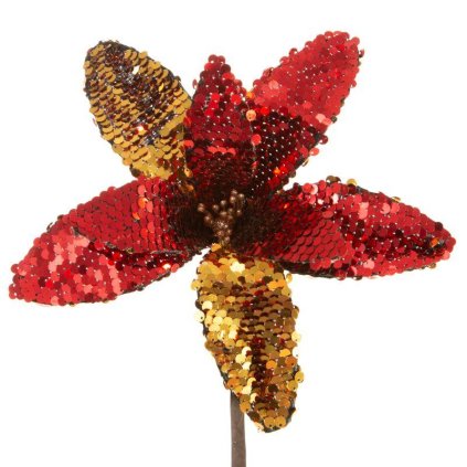 59793 cerveny vianocny kvet na stromcek 20 cm sada 12 ks