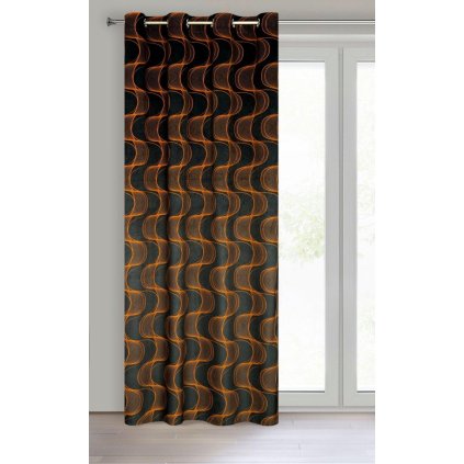 61284 cierny zaves na kruzkoch pola s potlacou 140x250 cm