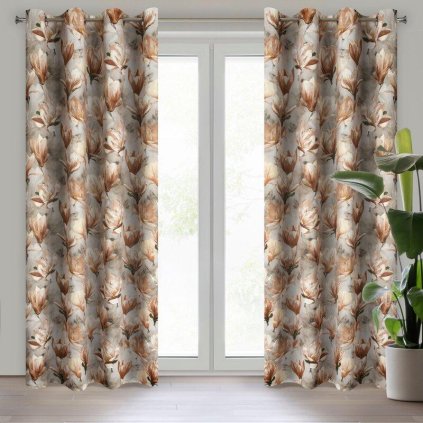 62193 tmavobezovy kvetinovy zaves lari 140x250cm