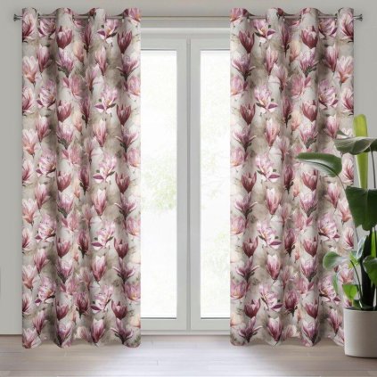 62196 fialovy kvetinovy zaves lari 140x250 cm