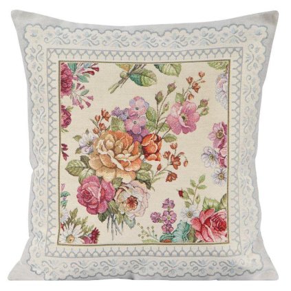 62223 gobelinova obliecka na vankus1175 s kvetinovym vzorom 45x45 cm