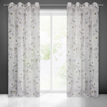 62659 zaclona syndy s olivovou potlacou na kruzkoch 140x250 cm