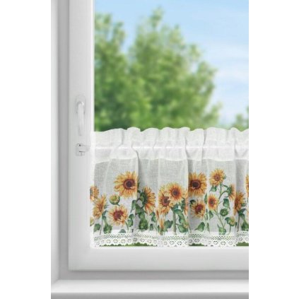 62722 vitrazkova zaclona gerda s kvetmi slnecnice 150x30 cm