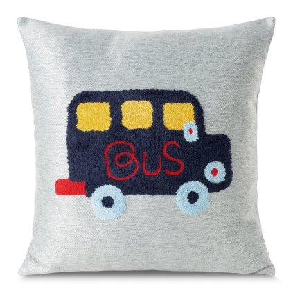 64365 dekoracna obliecka na vankus s modrym autobusom alvin2 45 x 45 cm
