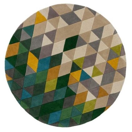 65121 rucne vsivany kusovy koberec illusion prism green multi kruh
