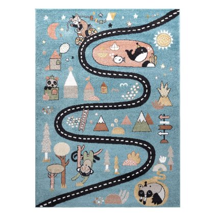 65142 detsky kusovy koberec fun route street animals blue