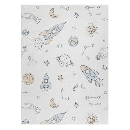 65781 detsky kusovy koberec bambino 1278 space rocket cream