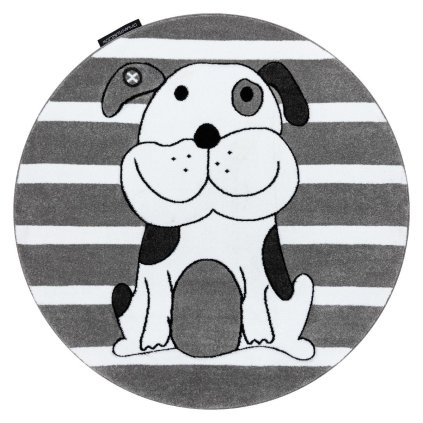 65964 detsky kusovy koberec petit puppy grey kruh