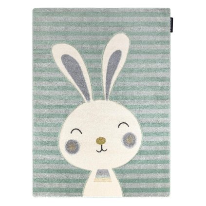 66450 detsky kusovy koberec petit rabbit green