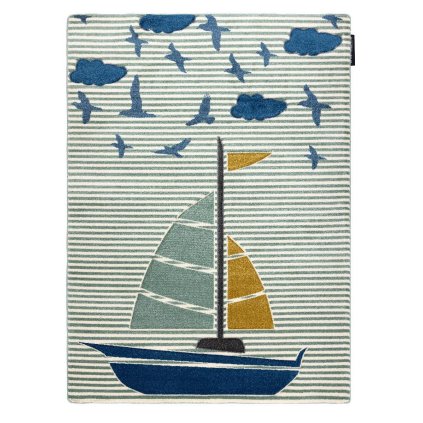 66453 detsky kusovy koberec petit sail boat green