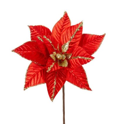 68868 cerveny vianocny kvet na stromcek 20 cm sada 12 ks