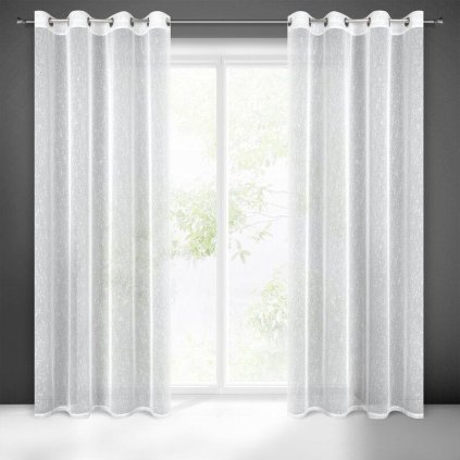 69885 biela zaclona so striebornou nitou na kruzkoch kelly 140 x 250 cm