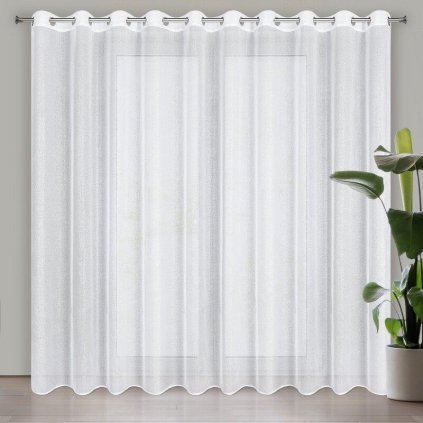 69915 biela zaclona na kruzkoch s odleskom striebornej lena 350 x 250 cm