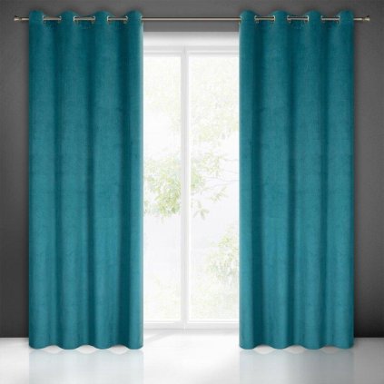 70074 modry zamatovy zaves lili na kruzkoch s vlnitym reliefnym vzorom 140 x 250 cm