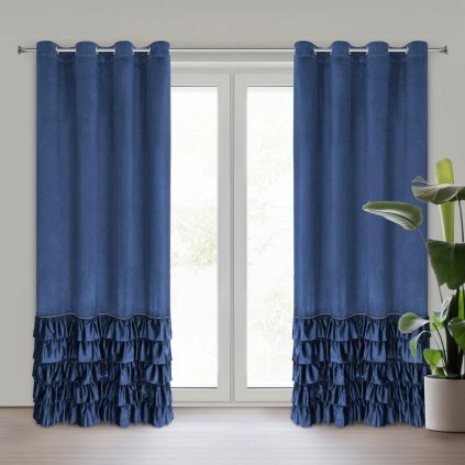 72254 modry zamatovy zaves na kruzkoch carli 140x250 cm