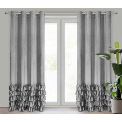72269 strieborny zamatovy zaves na kruzkoch carli 140x250 cm