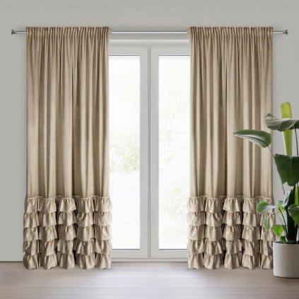 72281 tmavobezovy zamatovy zaves na paske carli 140x250 cm