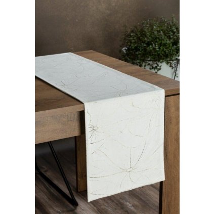 73215 biely zamatovy behun na stol blink18 s kvetinovym vzorom 35x140 cm