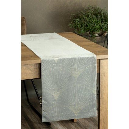 73449 sivy zamatovy behun na stol blink14 s kvetinovym vzorom 35x180 cm