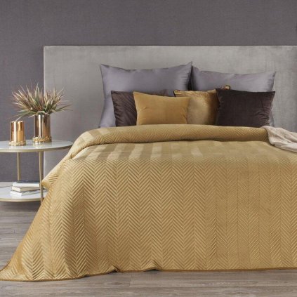 73491 medovozlty zamatovy prehoz na postel sofia 220x240 cm