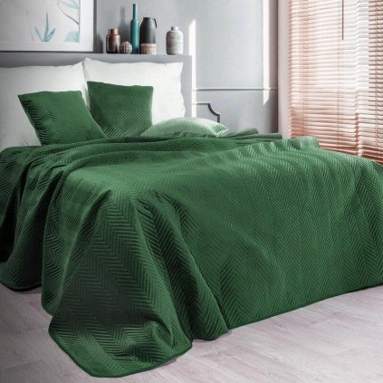 73509 zeleny zamatovy prehoz na postel sofia 170x210 cm