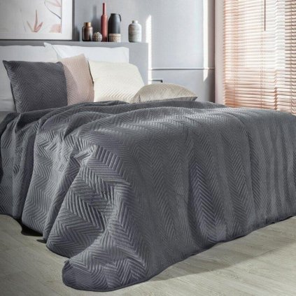 73521 sivy zamatovy prehoz na postel sofia 200x220 cm