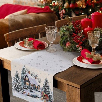 73818 vianocny gobelinovy behun na stol s tkanym vzorom 50x110 cm
