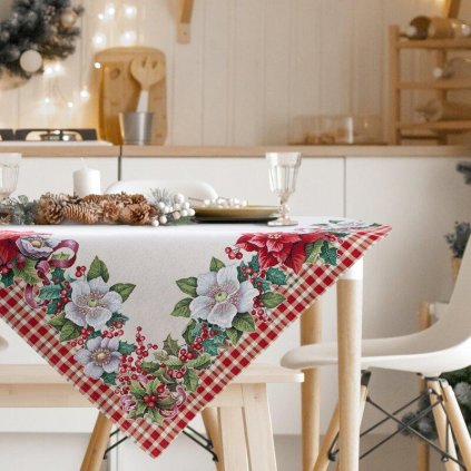 73926 vianocny gobelinovy obrus na stol s tkanym vzorom 100x100 cm
